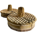 Luxurious Gold Velvet Circular Sofa with Fringe & Tufted Back for Elegant Living Spaces