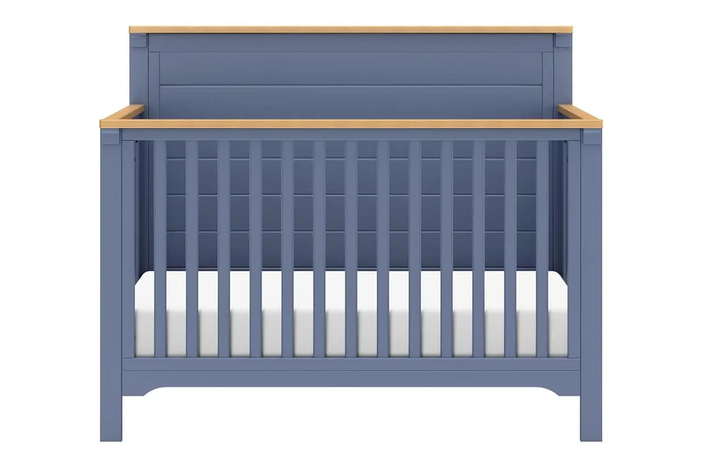 Versatile Cove Blue & Honey Wood Convertible Baby Crib for Nursery