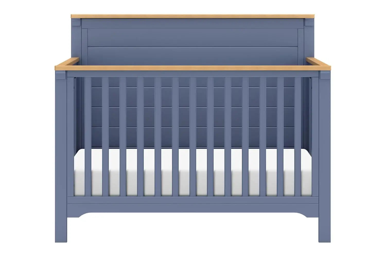 Versatile Cove Blue & Honey Wood Convertible Baby Crib for Nursery