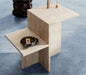 Tostone Modern Travertine Stone Side Table - Elegant Rice White Accent Furniture