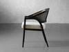 Aimee Modern Upholstered Rattan Back Dining Arm Chair, Solid Oak Frame