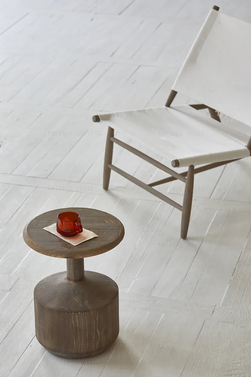 Nordic Geometric White Pine Wood End Table Stool, Retro Coffee Accent Decor