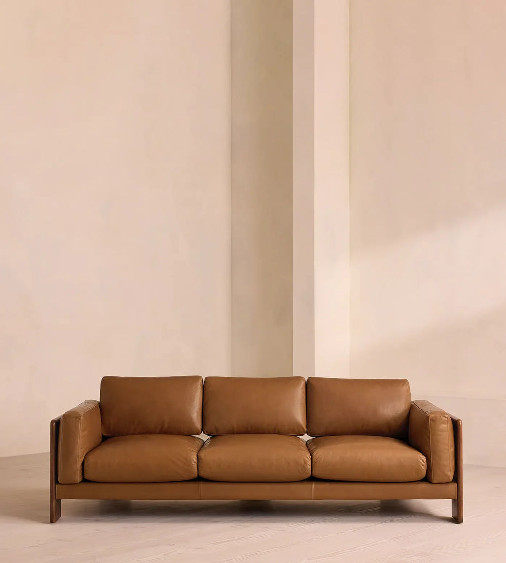 Luxury Italian Genuine Leather Three-Seater Sofa Couch Set for Living Room
