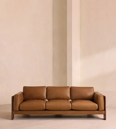 Luxury Italian Genuine Leather Three-Seater Sofa Couch Set for Living Room