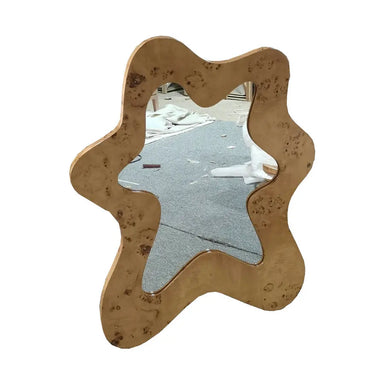 Elegant Modern Wood Burl Veneer Frame Full-Length Floor & Wall Mirror