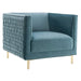 Elegant Gray Velvet Upholstered Modern Accent Arm Chair for Living Room Dining