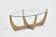 Japandi Oak Tempered Glass Coffee Table: Wabi Sabi Modern Minimalist Design Living Room