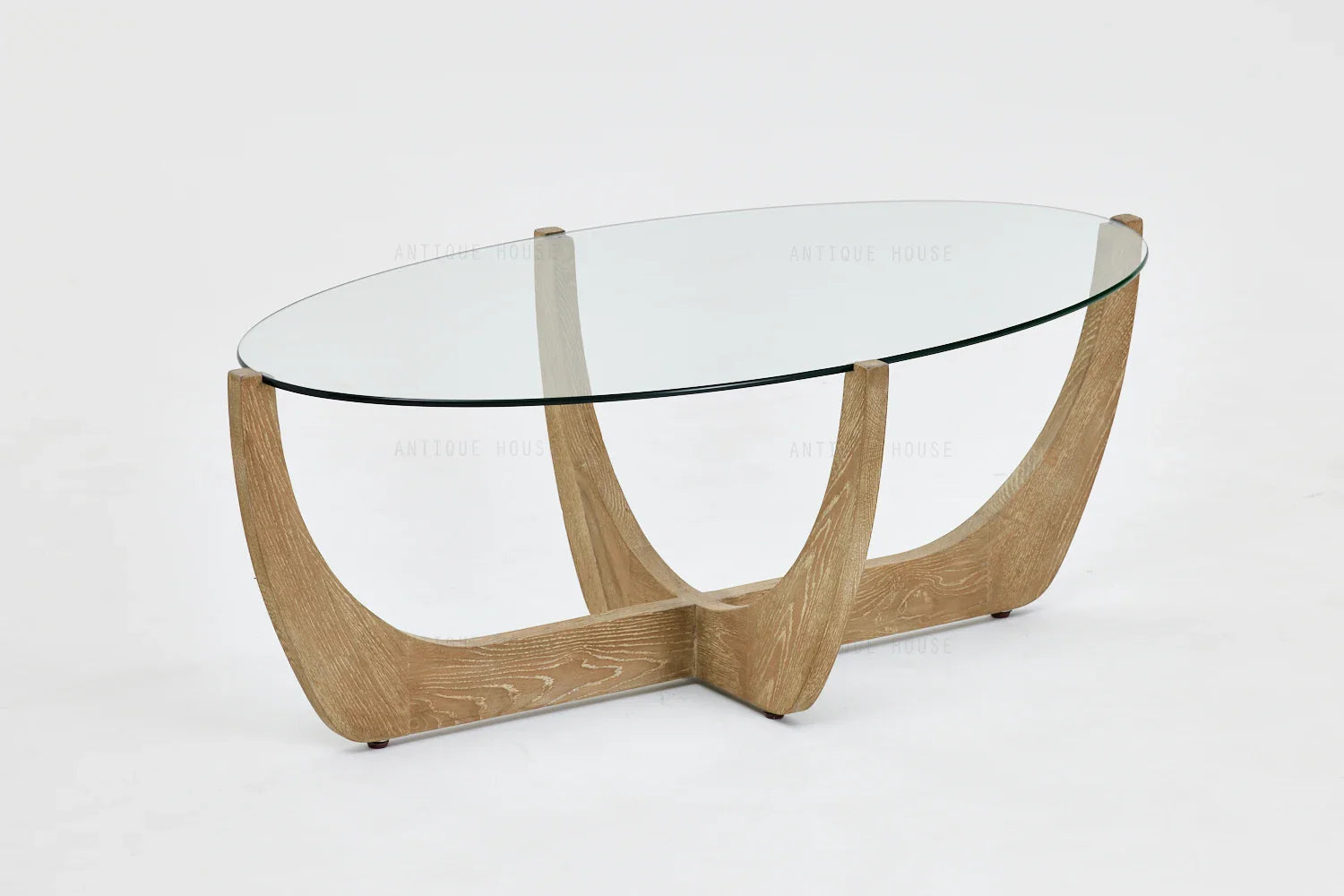 Japandi Oak Tempered Glass Coffee Table: Wabi Sabi Modern Minimalist Design Living Room
