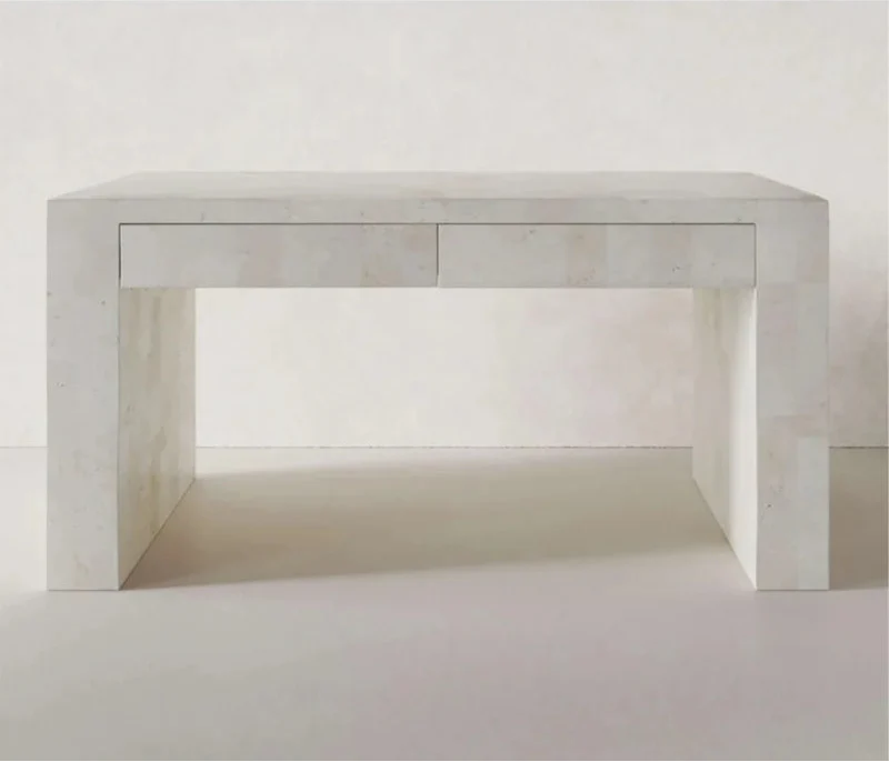 Tostone Contemporary Beige Limestone Dining Table with Elegant Conical Legs