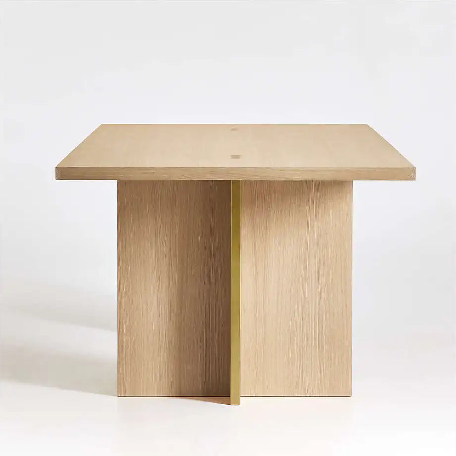 Modern Natural Oak 10-Seater Dining Table with Elegant Gold Metal Legs