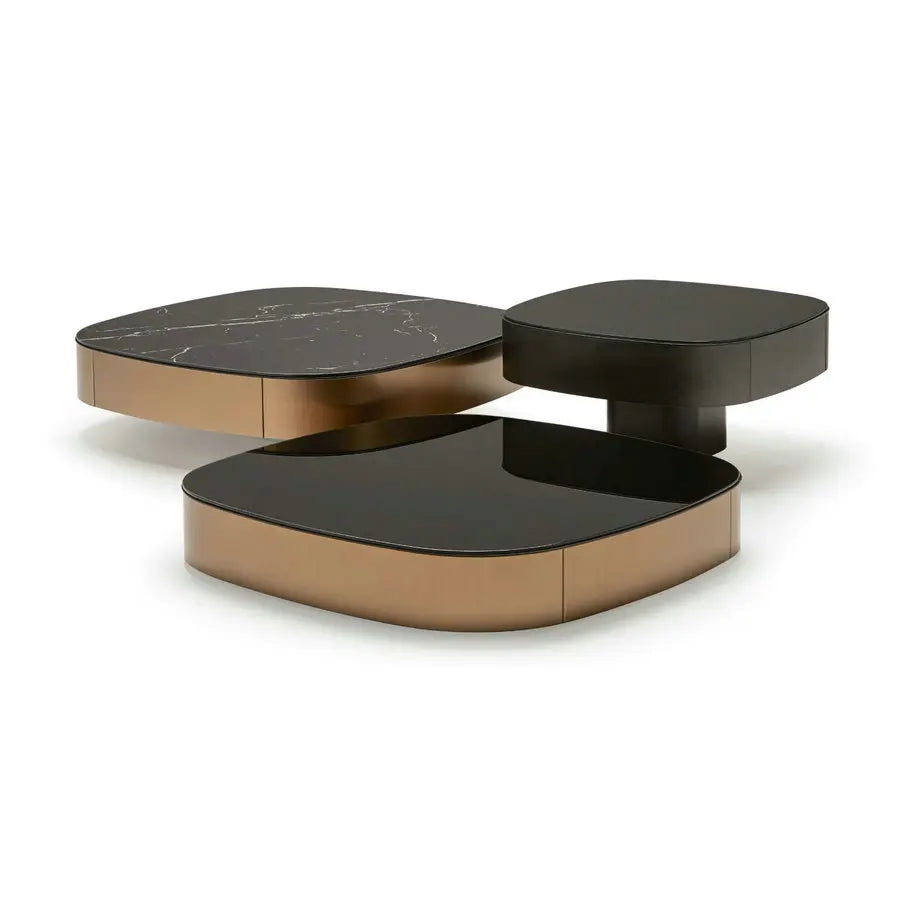 Modern Luxury Square Glass Marble Top Coffee Table for Living Room Lobby