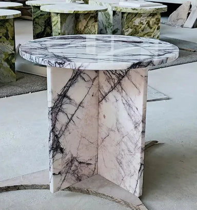 Elegant Tostone Greece Lilac White Marble Coffee Table for Modern Living Room