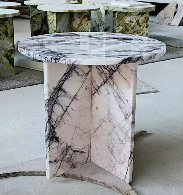 Elegant Tostone Greece Lilac White Marble Coffee Table for Modern Living Room