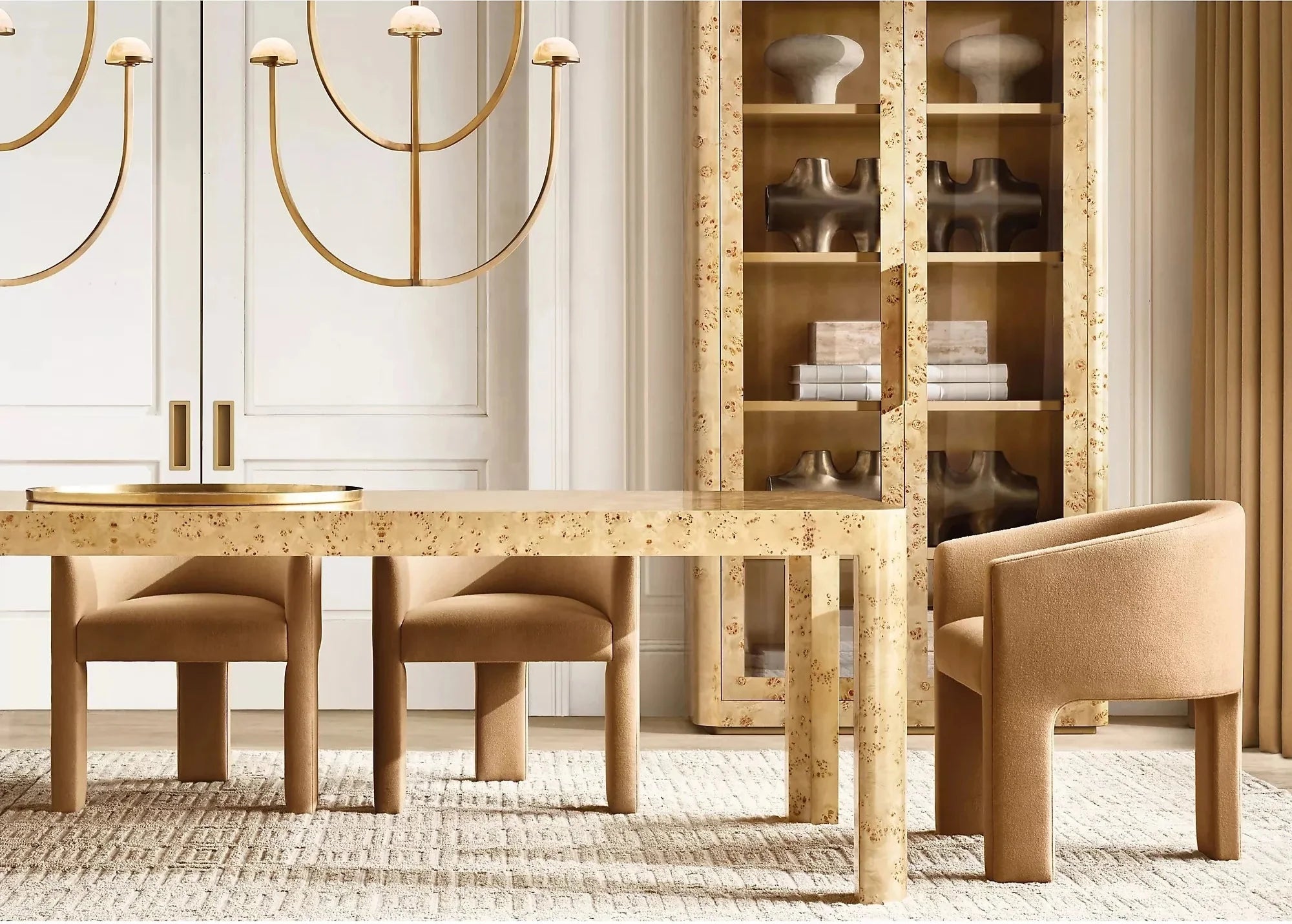 Elegant Burr Wood Dining Table: Modern Commercial & Home Restaurant Furniture