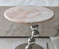 Elegant Pink Natural Marble Coffee Table - Modern Living Room Accent Furniture