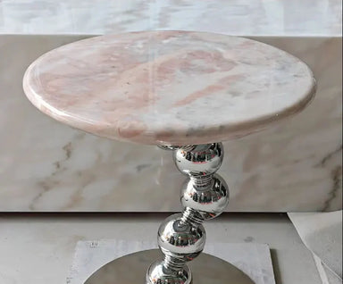 Elegant Pink Natural Marble Coffee Table - Modern Living Room Accent Furniture