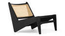 Modern Natural Rattan Cane Lounge Chair, Oak Frame, Backrest, Living Room Accent
