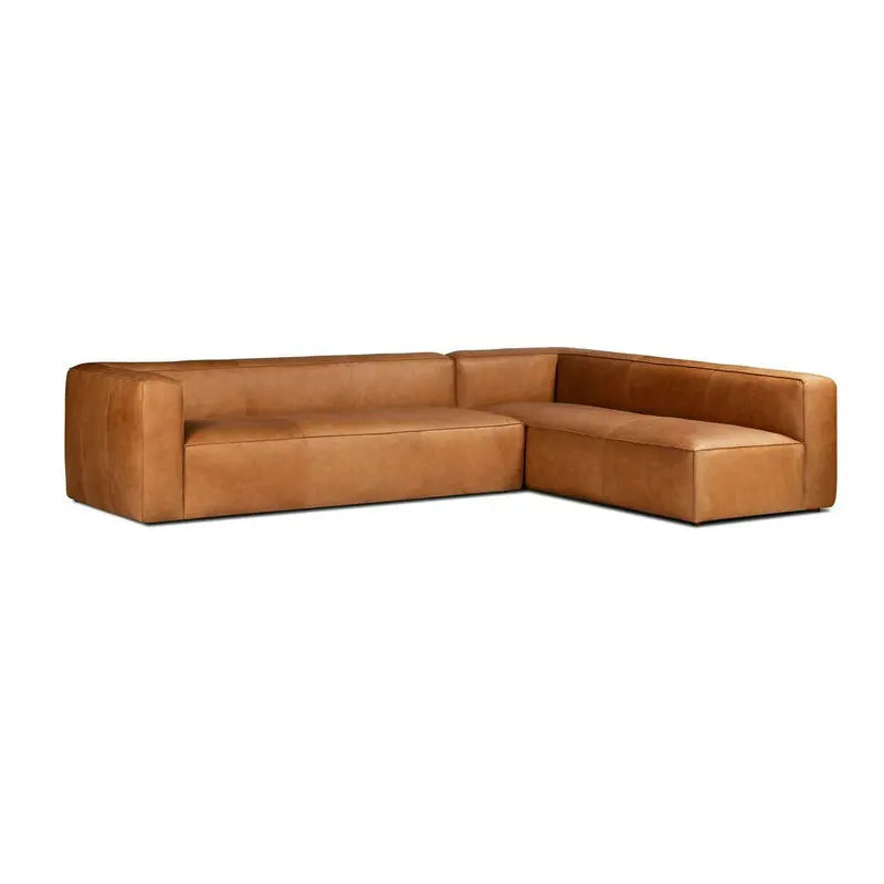 Italian Vintage Leather Corner Sectional Sofa Set, Modern Daybed Modular Couch