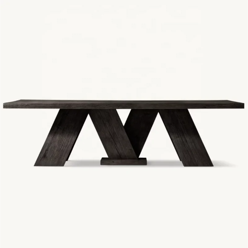 Classic Solid Wood Dining Table Set - Customizable for Home & Hotel