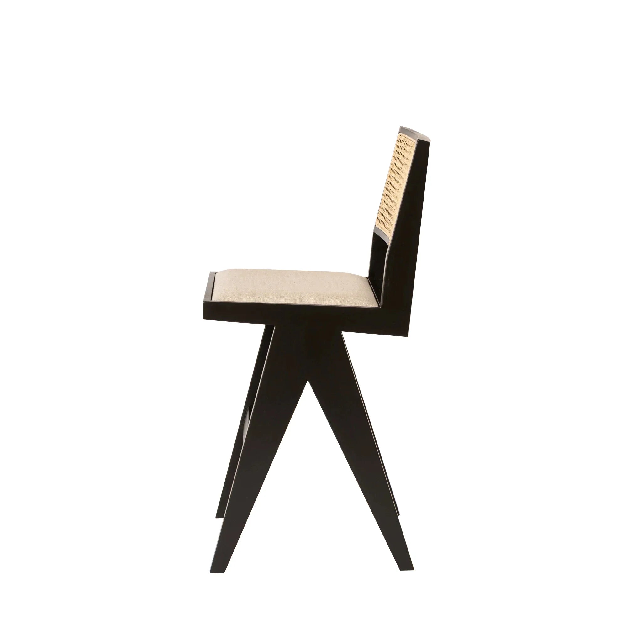 Stylish Modern Oak Wood Rattan Back Armless Counter Bar Stool