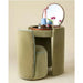 Elegant Upholstered Vintage Makeup Vanity Desk with Foldable Mirror and Stool Set