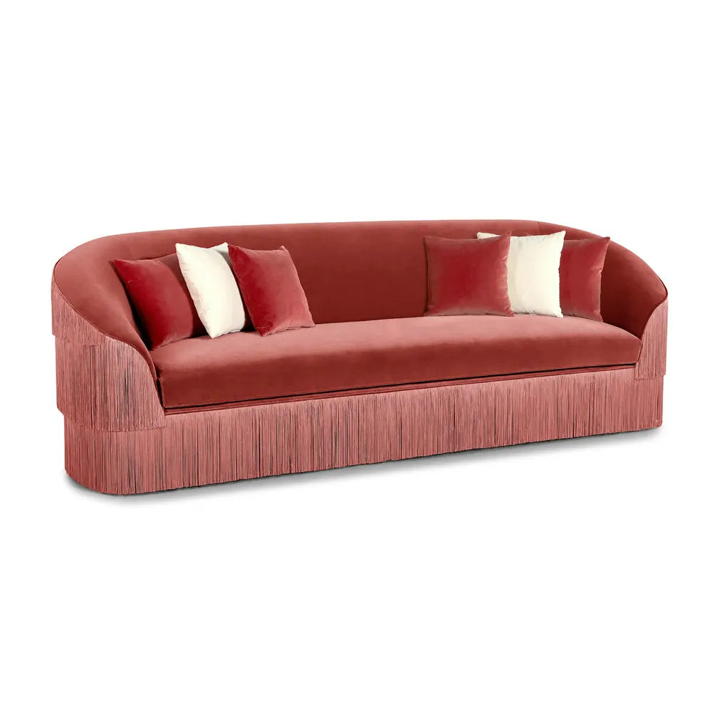 Luxury Modern Velvet Fringed Sectional Sofa with Elegant Tassels for Living Room