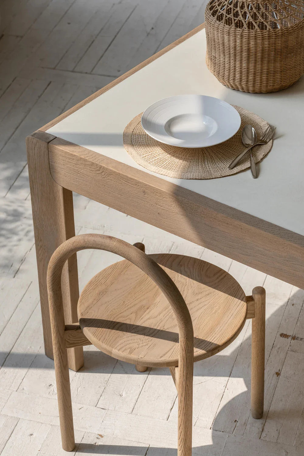 Elegant Scandinavian 8-Seater Dining Table, White Concrete Look Oak Frame