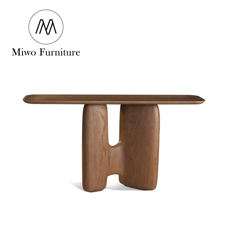 Sleek Modern Nordic Wooden Entryway Narrow Mirrored Console Table