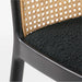 Elegant Black Oak Wood Rattan Cane Back Boucle Upholstered Dining Chair Comfortable