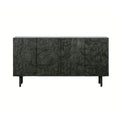 Modern Luxury Oak Wood Sideboard Buffet with Black Metal Textured Storage Cabinet