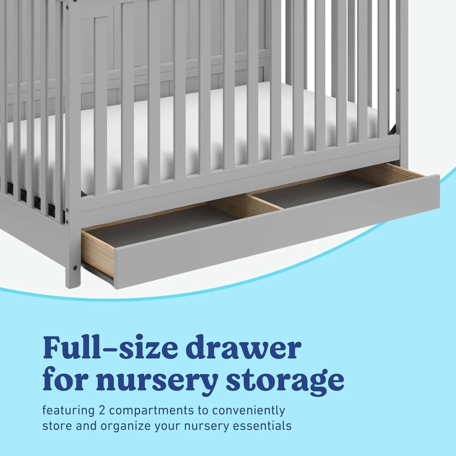 Premium 5-in-1 Convertible Baby Crib with Full-Size Nursery Storage Drawer