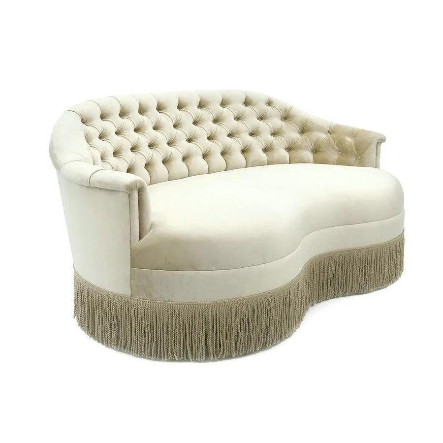 Retro Velvet Fringed Buttoned PU Leather Elegant Living Room Sofa Set