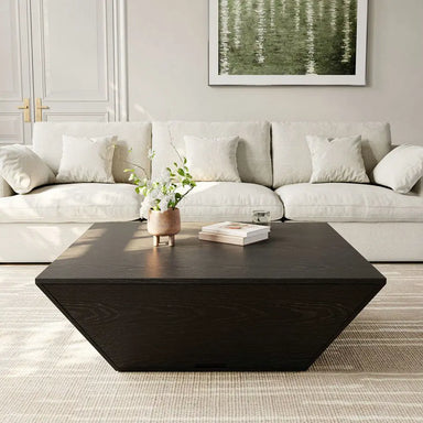 Modern Nordic Square Wood Coffee Table with Storage for Living Rooms
