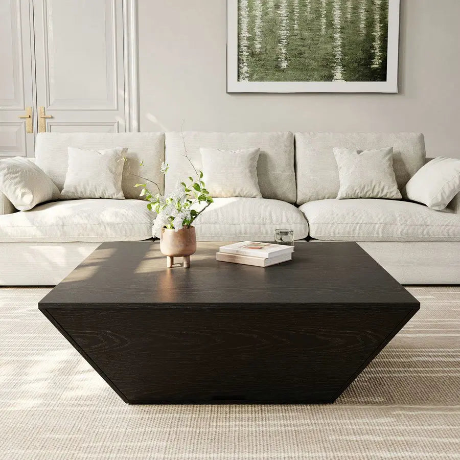 Modern Nordic Square Wood Coffee Table with Storage for Living Rooms