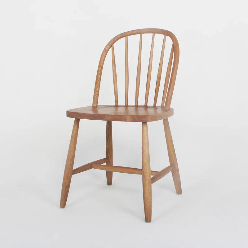 Solid Oak Armless Dining Side Chair - Scandinavian Modern Windsor Style