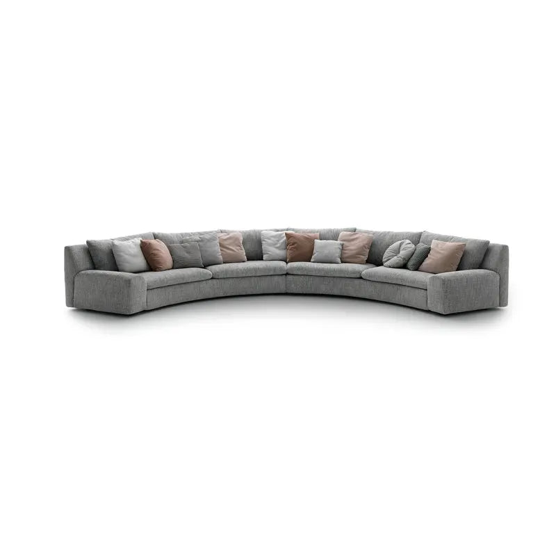 Modern Curved White Leather Sectional Sofa - Luxury Living Room Couch