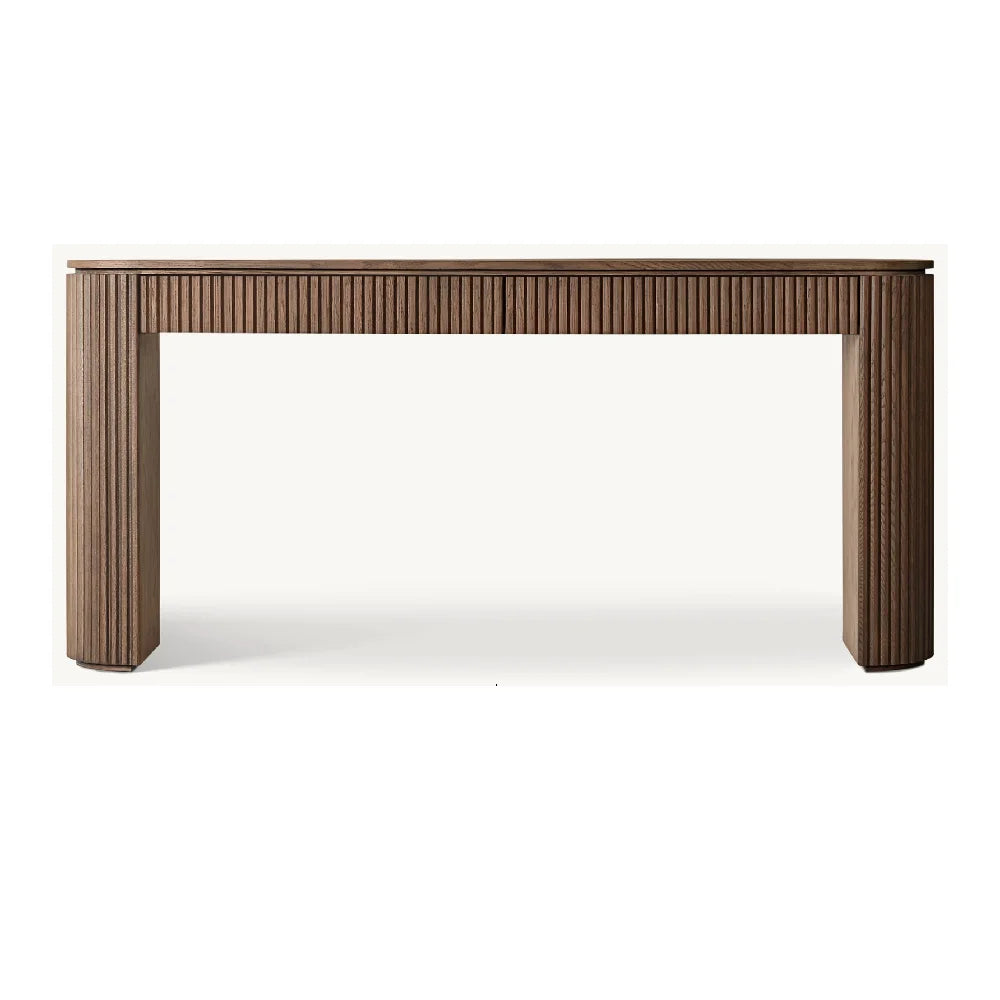 Premium Solid Oak Wood Console Table with Storage Drawers, Modern Entryway Furniture