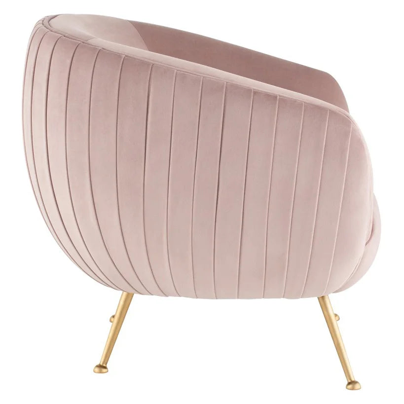 Luxurious Blush Velvet Sofia Accent Chair, Modern Stainless Steel Leisure Living Room