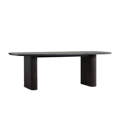Nordic Solid Oak Oval Dining Table 8 Seater Black Ribbed Legs