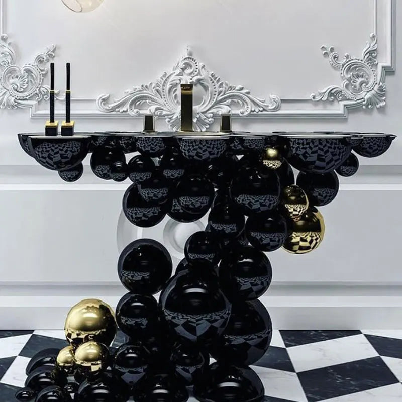 Modern Gold Stainless Steel and Marble Luxury Entrance Console Table