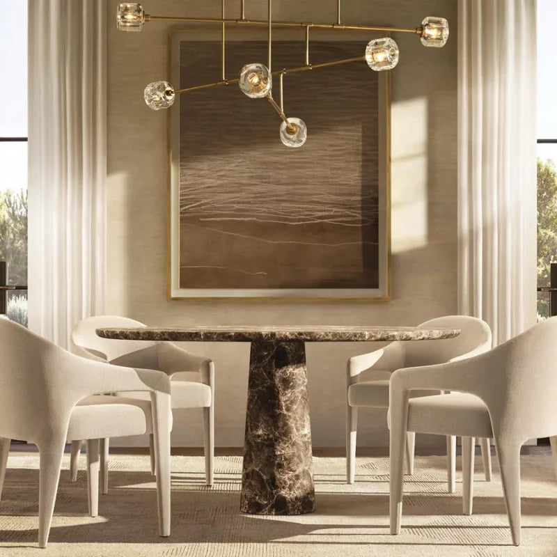Luxurious Natural Travertine Cave Stone Round Dining Table for Modern Homes
