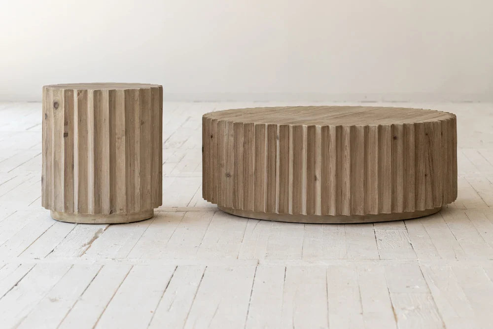 Recycled Pine End Table Stool - Modern Living Room Accent Furniture