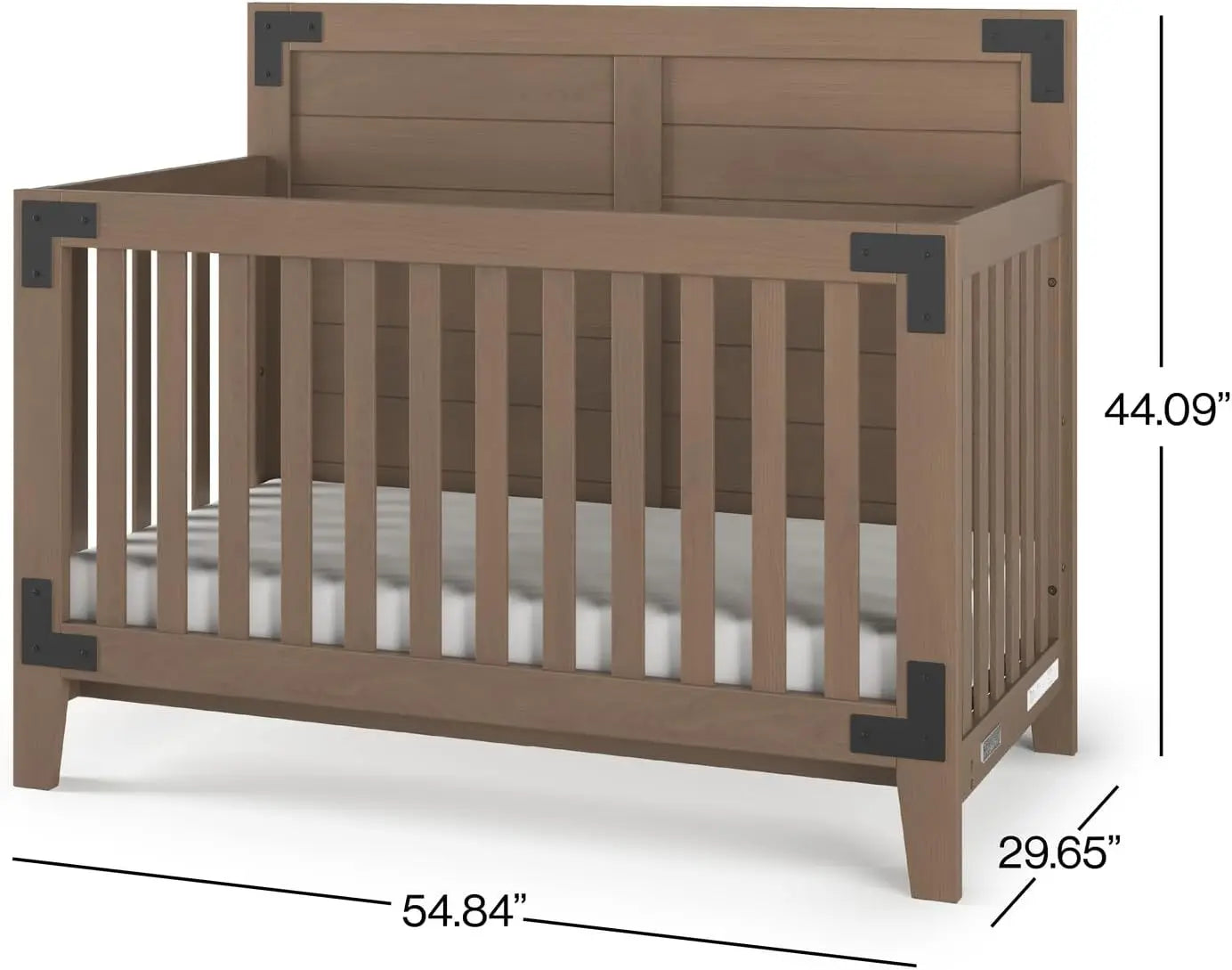4-in-1 Convertible Baby Crib, Non-Toxic Finish, Adjustable Mattress, Day Bed