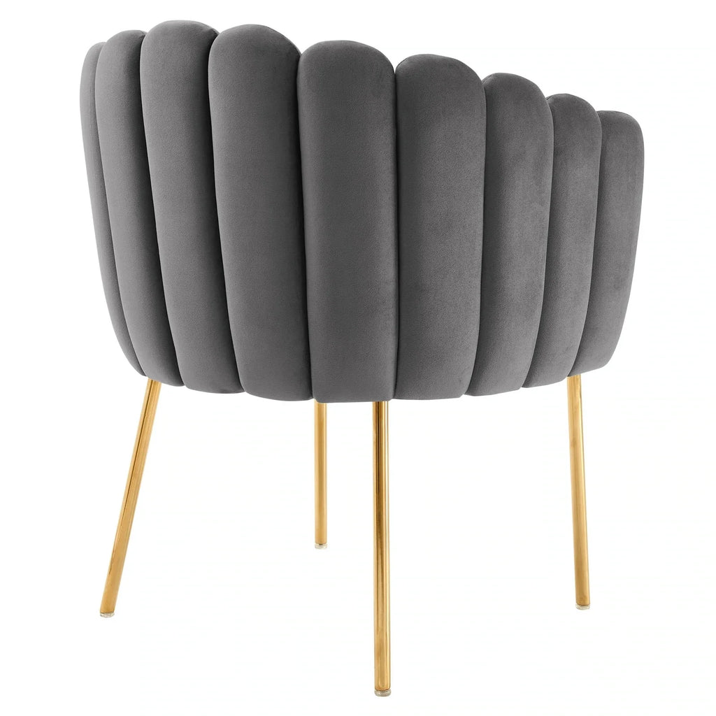 Luxurious Channel Tufted Velvet Armchair Modern Dining Chair Accent Seating