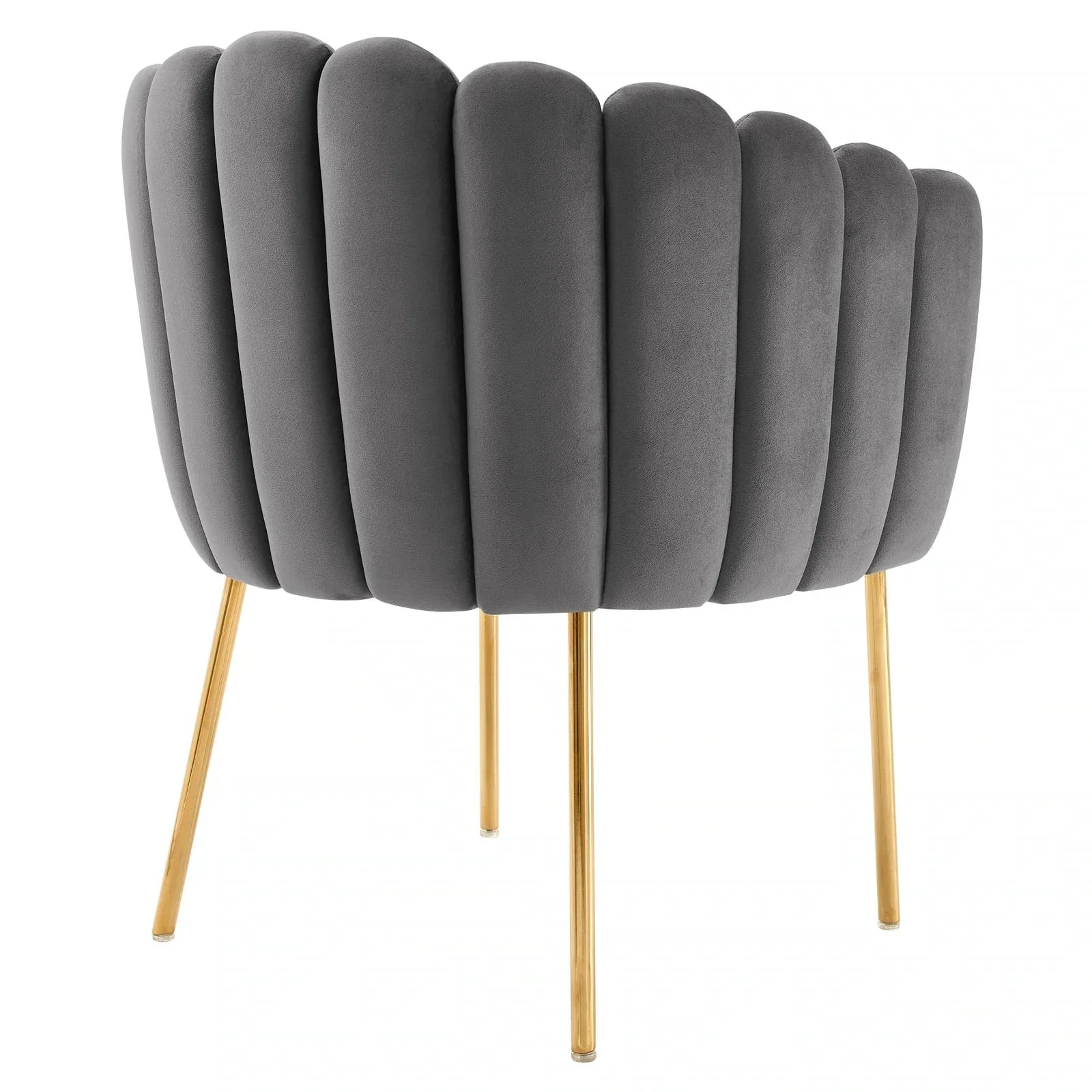 Luxurious Channel Tufted Velvet Armchair Modern Dining Chair Accent Seating