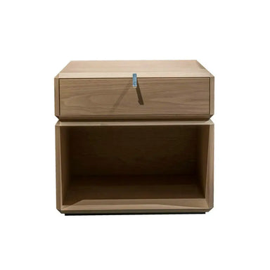 Minimalist Walnut Solid Wood Swivel Bedside Nightstand with Single Drawer