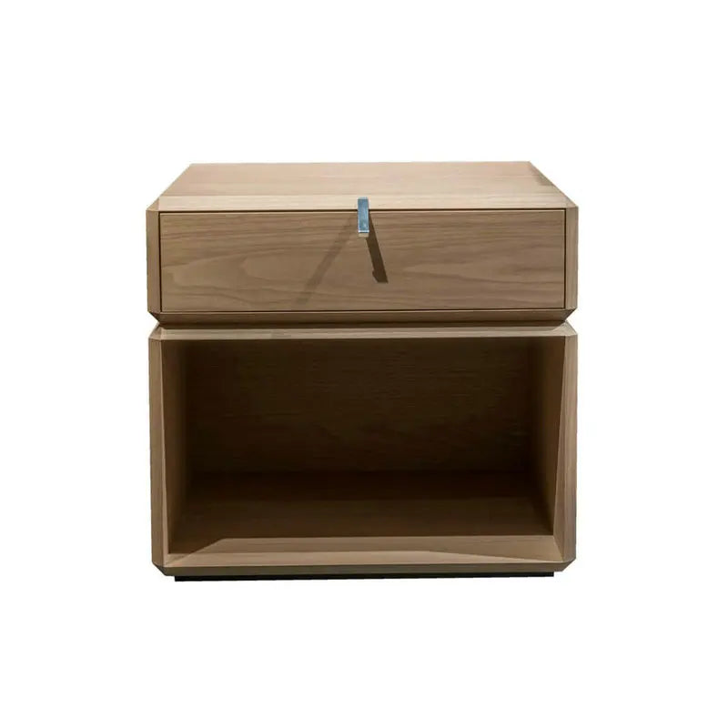Minimalist Walnut Solid Wood Swivel Bedside Nightstand with Single Drawer