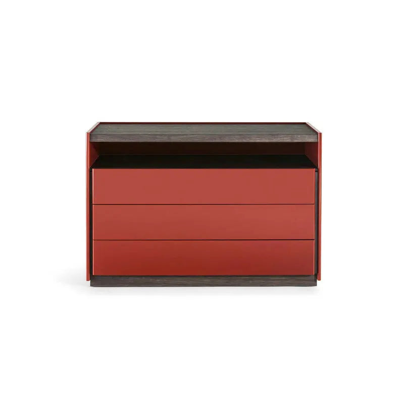 Nordic Modern Luxury Bedside Table with Drawers - Smoke Oak Wood Veneer Nightstand