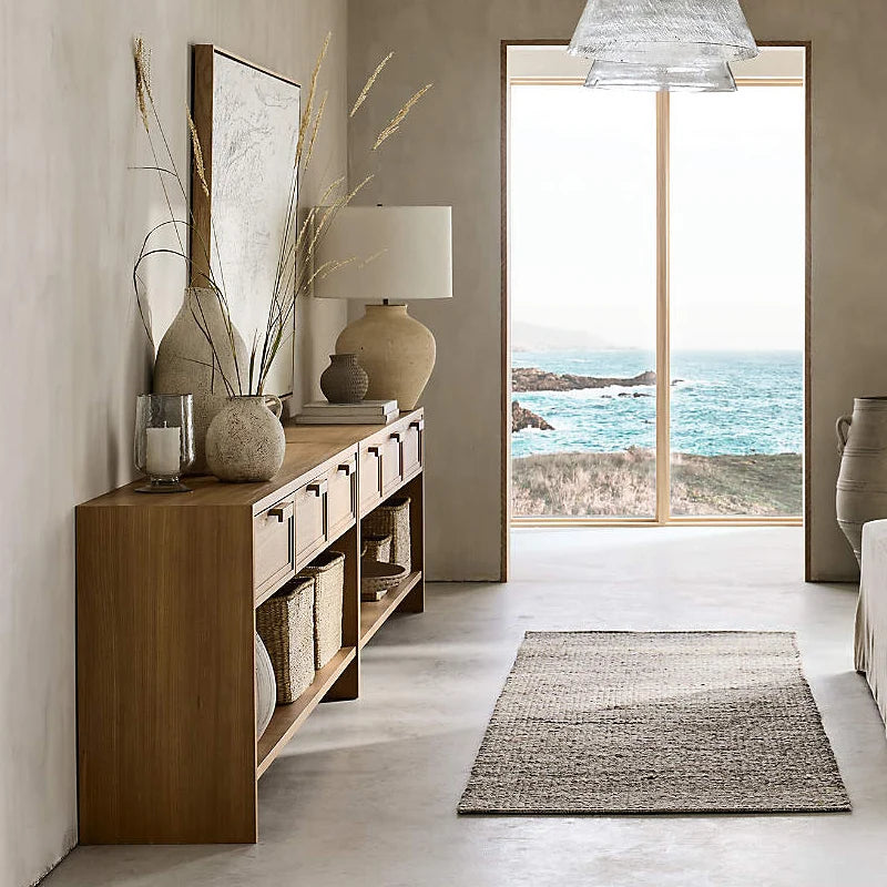 Modern Mirrored Drawer Narrow Wooden Entryway Hallway Console Table