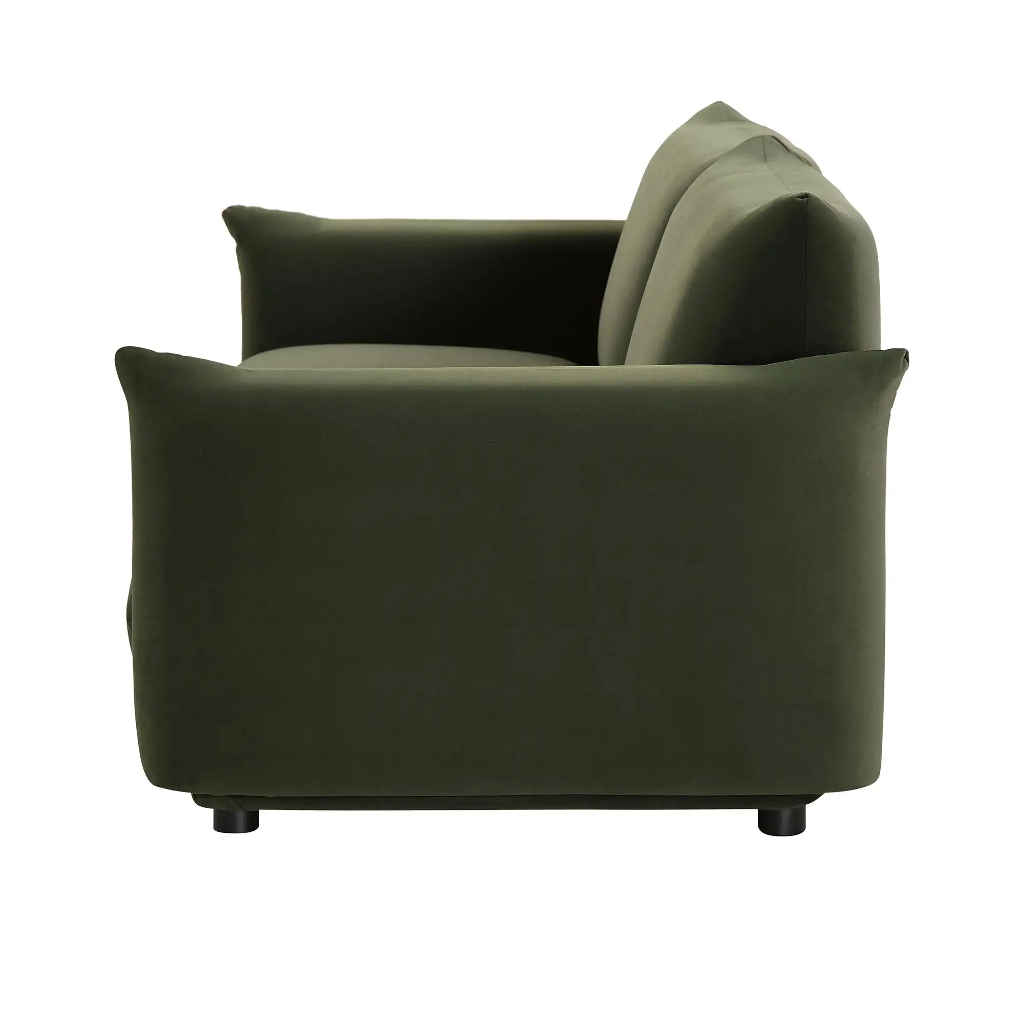Luxurious Moss Green Velvet Three-Seater Sofa - Modern Minimalist Living Room Comfort